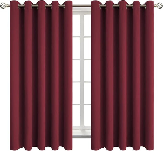 BGment Blackout Curtains for Bedroom - Grommet Thermal Insulated Room Darkening Curtains for Living Room, Set of 2 Panels (70 x 63 Inch, Burgundy)