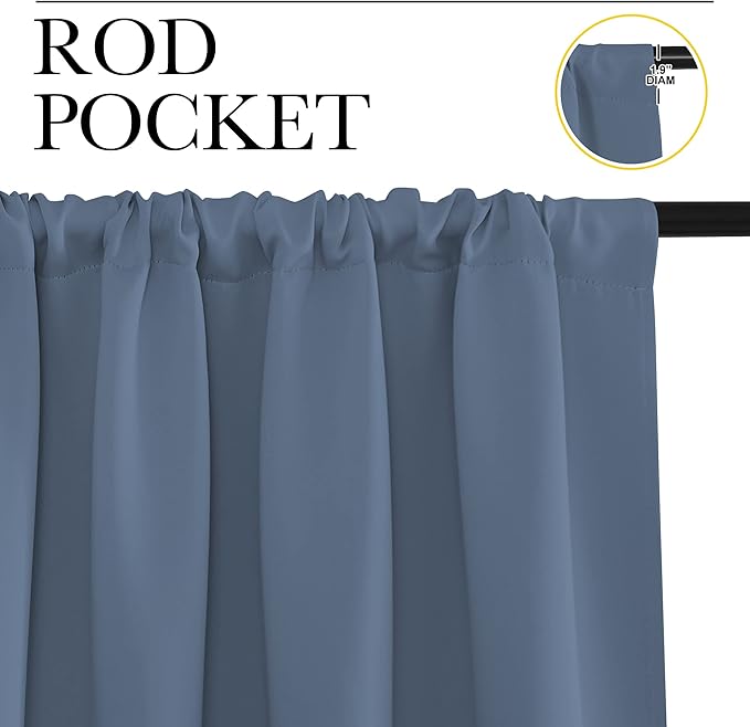 NICETOWN RV Blackout Curtains for Camper Windows, Short Blackout Curtains & Drapes, Thermal Insulated Blackout Curtain Panels for Kids Room, Play Room (Stone Blue, 29" Wide by 30" Long, 2 PCs)