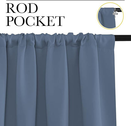 NICETOWN RV Blackout Curtains for Camper Windows, Short Blackout Curtains & Drapes, Thermal Insulated Blackout Curtain Panels for Kids Room, Play Room (Stone Blue, 29" Wide by 50" Long, 2 PCs)