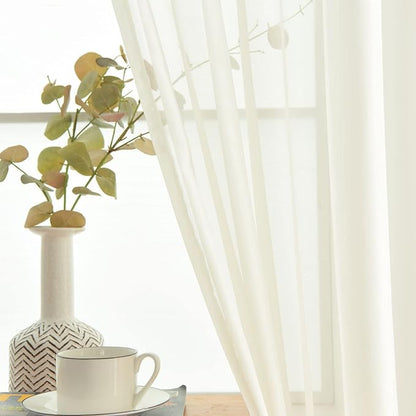 SpaceDresser Basic Rod Pocket Sheer Voile Window Curtain Panels White 1 Pair 2 Panels 60 Width 63 Inch Long for Kitchen Bedroom Children Living Room Yard(Ivory,60 W x 63 L)