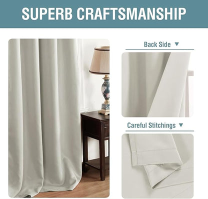 H.VERSAILTEX Light Blocking Curtain for Living Room Thermal Insulated Window Treatment Panel/Drape for Dining Room, Elegant Soft Curtain for Bedroom Grommet Top One Panel (Ivory - 52x90 Inches)
