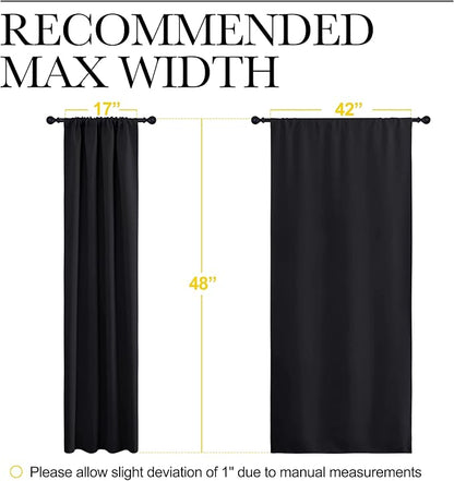 NICETOWN Black Blackout Curtains and Drapes 48 inches Long, Privacy RV Draperies for Small Windows, Thermal Insulated Curtain Panels (42" Wide, 2 Panels)