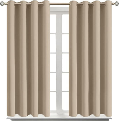 BGment Blackout Curtains - Grommet Thermal Insulated Room Darkening Bedroom and Living Room Curtains, Set of 2 Panels (52 x 54 Inch, Sand)