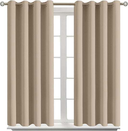 BGment Blackout Curtains - Grommet Thermal Insulated Room Darkening Bedroom and Living Room Curtains, Set of 2 Panels (52 x 54 Inch, Sand)