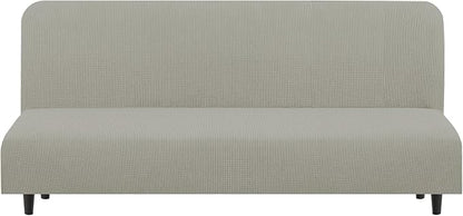 U-NICE HOME Stretch Futon Cover Armless Bed Slipcover - Soft Jacquard Fabric Washable for Pet Friendly, Taupe