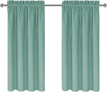DWCN Blackout Curtains for Living Room Thermal Insulated, Energy Saving & Noise Reducing Bedroom Curtains, Sage Green, W 38x L 45 Inch, Set of 2 Rod Pocket Curtain Panels