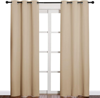 NICETOWN Thermal Insulated Eyelet Top Room Darkening Panels/Curtains/Drapes for Bedroom (2 Panels, W42 x L84 inches, Biscotti Beige)