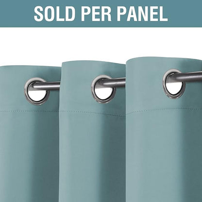 H.VERSAILTEX Blackout Curtain for Living Room Thermal Insulated Window Treatment Curtain Extra Long 84 inch Length Energy Saving Solid Grommet Top Blackout Drape, One Panel, Mineral Blue, 52"W x 84"L