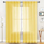 SpaceDresser Sheer Voile Window Treatment Rod Pocket Curtain Panels for Kitchen Bedroom Living Room Drapes Sunlight Filtering Privacy Semi Home Decor Assorted Colors Sizes (Yellow, 52 W x 108 L)