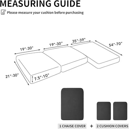 Easy-Going Stretch 3 Pieces Couch Cushion Covers for Sectional Sofa Left/Right L Shape Chaise Lounge Sofa Seat slipcover Anti-Slip Sofa Cover Soft (2 Seater + 1 Chaise, Dark Gray)