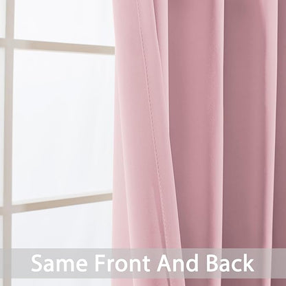 Yakamok Wide Thermal Blackout Patio Door Curtain Panel, Pink Grommet Sliding Door Insulated Curtains, Extra Wide Curtains for Sliding Glass Door, Pink, W52 x L84, 1 Panel