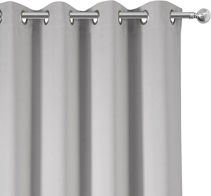 LEMOMO Light Grey Blackout Curtains 42 x 63 Inch Length/Set of 2 Curtain Panels/Thermal Insulated Room Darkening Blackout Curtains for Bedroom