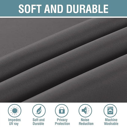 H.VERSAILTEX Blackout Curtain for Living Room Thermal Insulated Window Treatment Curtain 54 inch Length Energy Saving Solid Grommet Top Blackout Drape, One Panel, Charcoal Gray, 52" W x 54" L