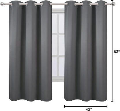 LEMOMO Grey Blackout Curtains 42 x 63 Inch Length/Set of 2 Curtain Panels/Thermal Insulated Room Darkening Blackout Curtains for Bedroom