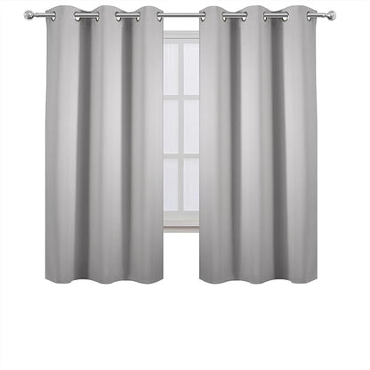 LEMOMO Light Grey Blackout Curtains/38 x 54 Inch/Set of Two Panels Grommet Living Room Curtains