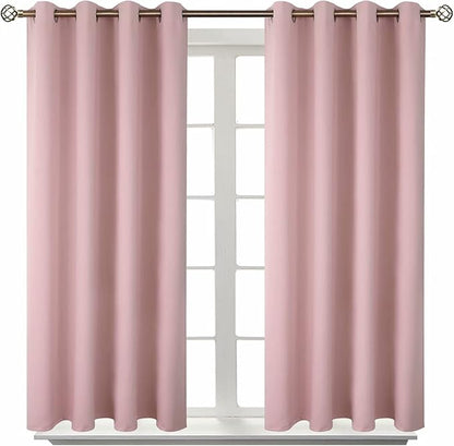 BGment Room Darkening Curtains 54 Inches Long - Grommet Thermal Insulated Drapes Window Treatment Curtains for Bedroom, 2 Panels, 52 x 54 Inch, Baby Pink