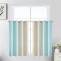 Estelar Textiler Beige and Aqua Ombre Short Blackout Cafe Curtains 36 Inch Length, Thermal Insulated Grommet Small Half Window Drapes for Kitchen/Basement/RV Camper, 52Wx36L, 2 Panels