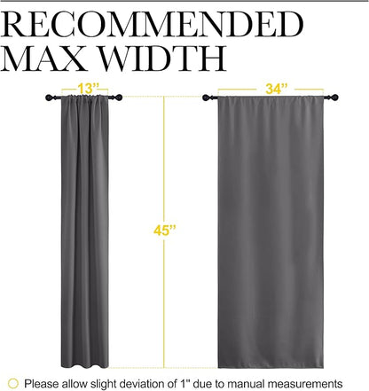 NICETOWN Grey Window Curtains for Bedroom - Home Decoration Thermal Insulated Rod Pocket Blackout Blinds & Drapes for Small Windows (Gray, 2 Panels, W34 x L45 -Inch)
