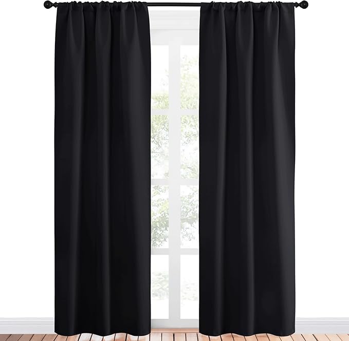 NICETOWN Black Out Curtain Panels for Kitchen - Energy Smart Decoration Thermal Insulating Blackout Drapes/Draperies for Small Window (2 Panels, 34 in x 84 in (W x L))