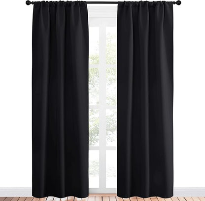 NICETOWN Black Out Curtain Panels for Kitchen - Energy Smart Decoration Thermal Insulating Blackout Drapes/Draperies for Small Window (2 Panels, 34 in x 84 in (W x L))
