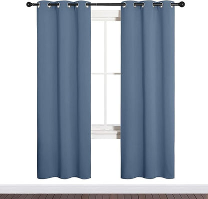 NICETOWN Blackout Curtains for Bedroom, Home Decoration Thermal Insulated Noise Reducing Curtains & Drapes for Boys Room, Privacy Panels (Stone Blue, 34" Wide by 72" Long)