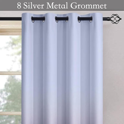SimpleHome Ombre Room Darkening Curtains for Bedroom, Light Blocking Grey White to Lavender Purple Thermal Insulated Grommet Window Curtains/Drapes for Living Room,2 Panels, 52x84 inches Length