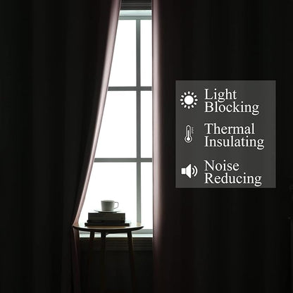 Estelar Textiler Sage and Pink Blackout Curtains for Bedroom, Thermal Insulated Drapes 108 Inches Long, Full Light Blocking Energy Saving Long Curtains for Living Room, 52Wx108L, 2 Panels
