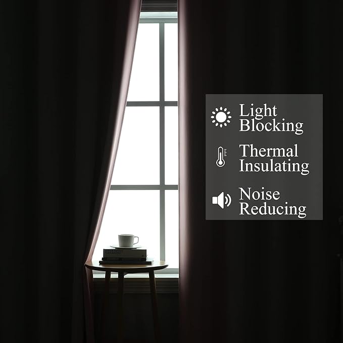 Estelar Textiler Pink and Sage Green Blackout Curtains & Drapes for Bedroom, Thermal Insulated Ombre Blackout Drapes, Room Darkening Energy Saving Curtains for Living Room, 42Wx63L, 2 Panels