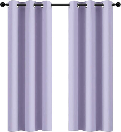 Yakamok Blackout Curtains Room Darkening Thermal Insulated Window Panels,Solid Grommet Top Drapes for Bedroom/Living Room(42Wx72L, Lilac, 2 Panels)