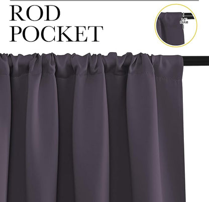 NICETOWN Blackout Curtains for Living Curtains, Greyish Purple, 2 Panels, 42 by 72, Room Darkening Window Curtain Panels, Easy-Care Solid Thermal Insulated Draperies/Drapes for Daughter Room
