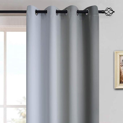 Yakamok 84 Inch Length Gray and Greyish White Gradient Color Ombre Curtains for Bedroom, Room Darkening Thermal Insulated Grommet Window Drapes for Living Room (2 Panels, 52x84 Inch)
