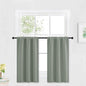 RYB HOME Blackout Cafe Curtains 30 inch Length, Short Light UV Heat Blocking Energy Saving Privacy Curtain Tiers for Basement Bathroom Kitchen Window, Width 29 by Length 30, Greyish Green, 2 Panels