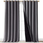 NICETOWN 100% Blackout Blinds, Laundry Room Decor Window Treatment Curtains for Large Patio Sliding Door, Thermal Insulated Grey Curtains for Bedroom, Set of 2, 70 inches x 108 inches