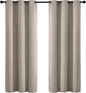 Yakamok Blackout Curtains Room Darkening Thermal Insulated Window Panels,Solid Grommet Top Drapes for Bedroom/Living Room(42Wx72L, Natural, 2 Panels)