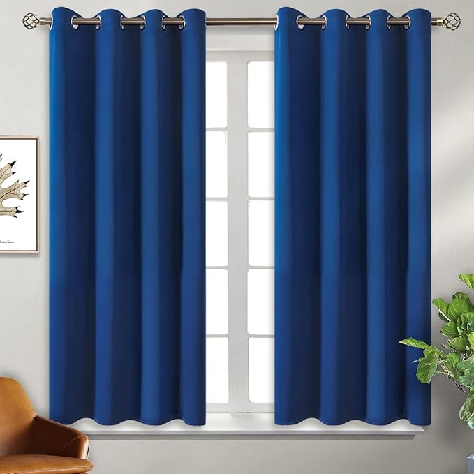BGment Blackout Curtains for Bedroom - Grommet Thermal Insulated Room Darkening Curtains for Living Room, 46 x 54 Inch, 2 Panels, Royal Blue