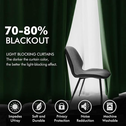 MIULEE Christmas Velvet Curtains Emerald Green Elegant Grommet Curtain Thermal Insulated Soundproof Room Darkening Curtains/Drapes for Classical Living Room Bedroom Decor 52 x 84 Inch Set of 2