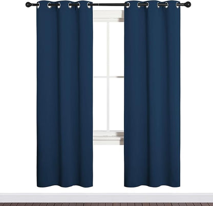 NICETOWN Bedroom Curtain Panels Blackout Draperies, Thermal Insulated Solid Grommet Blackout Curtains/Drapes (Moroccan Blue, 1 Pair, 34 by 72-inch)