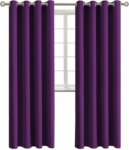 BGment Blackout Curtains - Grommet Thermal Insulated Room Darkening Bedroom and Living Room Curtain, Set of 2 Panels (52 x 95 Inch, Royal Purple)
