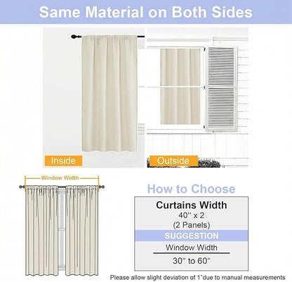 Simplebrand Ava Ivory Short Light Filtering Curtains for Bedroom 45 Inches Long 2 Panels Set, Solid Thermal Insulated, Energy Saving Window Treatment Curtains Light Filtering Drapes, W40 x L45 Inch