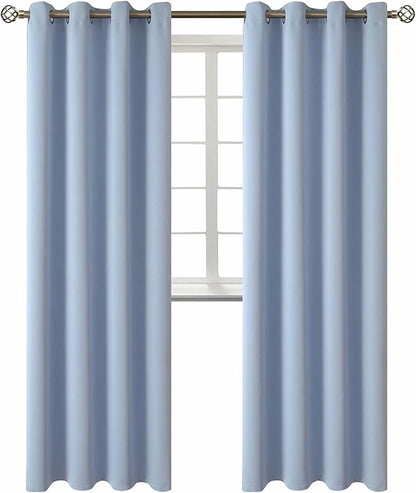 BGment Blackout Curtains for Living Room - Grommet Thermal Insulated Room Darkening Curtains for Bedroom, 2 Panels of 52 x 95 Inch, Spa Blue
