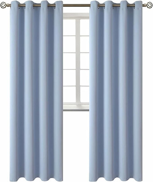 BGment Blackout Curtains for Living Room - Grommet Thermal Insulated Room Darkening Curtains for Bedroom, 2 Panels of 52 x 95 Inch, Spa Blue