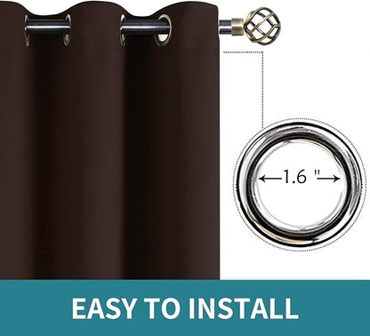 BGment Blackout Curtains - Grommet Thermal Insulated Room Darkening Bedroom and Living Room Curtains, Set of 2 Panels (52 x 108 Inch, Brown)
