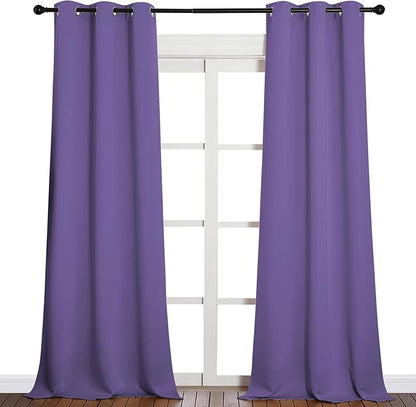 NICETOWN Patio Glass Door Blackout Curtains - Privacy Panel Drapes for Dining Room, Guest Room & Bedroom (Lilac Purple, 42" Wide x 95" Long, 1 Pair)
