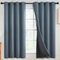 SimpleHome 100% Blackout Curtains for Bedroom,Thermal Insulated Grommet Window Drapes Room Darkening Stone Blue Curtains for Living Room with Black Back,52 x 63 Inch,2 Panels