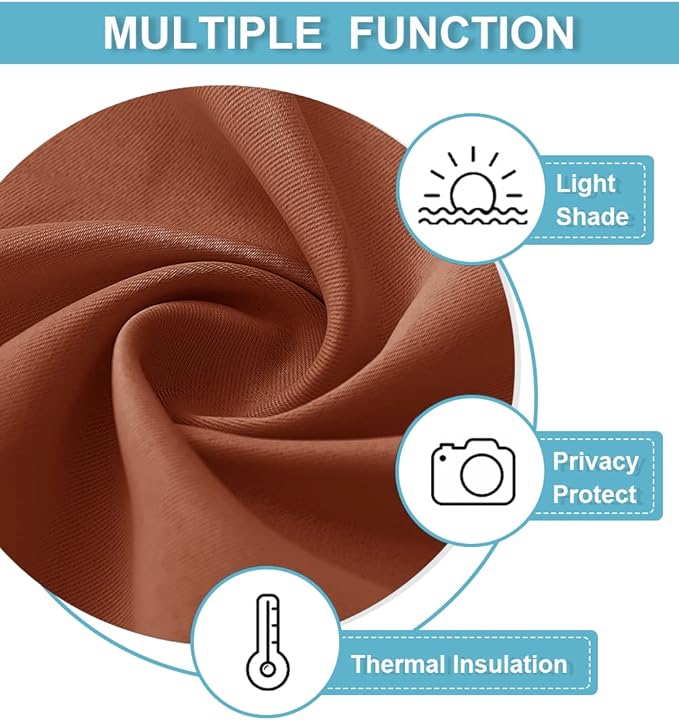 RYB HOME Cafe Blackout Curtains 24 inch Length, RV Curtains for Camper Windows, Mini Short Small Insulating Light UV Blocking Privacy Half Window Tiers, Width 29 by Length 24, Burnt Orange, 2 Panels