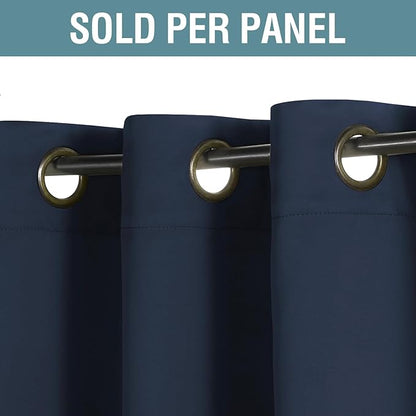 H.VERSAILTEX Ultra Soft Premier Blackout Curtain for Living Room Extra Long, Thermal Insulated Bedroom Curtains Grommet Top, Noise Reducing Patio Door Curtain - Navy Blue, One Panel, 52'W x 96'L