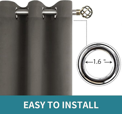 BGment Blackout Curtains for Bedroom - Grommet Thermal Insulated Room Darkening Curtains for Living Room, Set of 2 Panels (52 x 84 Inch, Grey)