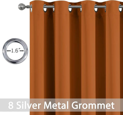 Yakamok 36 Inch Curtains Blackout Window Curtains for Kitchen, Grommet Room Darkening Thermal Insulated Sunlight Block Drapes for Living Room, W 52 x L 36, Burnt Orange, 2 Panels