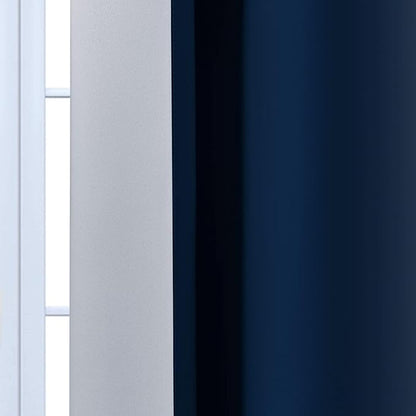 Yakamok Room Darkening Ombre Curtains,Thermal Insulated Grommet Window Drapes, Light Blocking Gradient Color Curtains for Bedroom(Blue and Greyish White, 70x63 Inch, Set of 2)