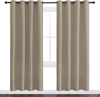 NICETOWN Taupe Blackout Curtains 78" Long for Office, 55" Wide, 2 Pieces, Dining Room, Guest Room, Sound Reducing Heat and Cold Block Curtain Panels for Modern Room Decorative